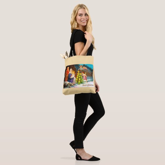 Vrolijk kerstfeest tote bag (Op model)