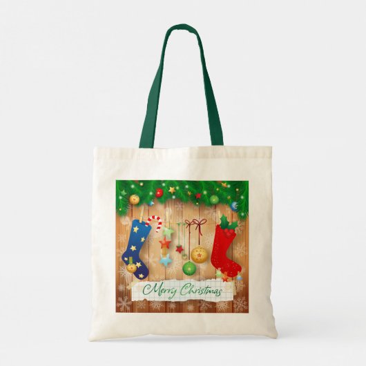 Vrolijk kerstfeest tote bag (Achterkant)