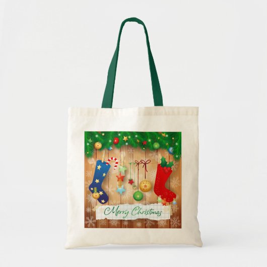 Vrolijk kerstfeest tote bag (Voorkant)
