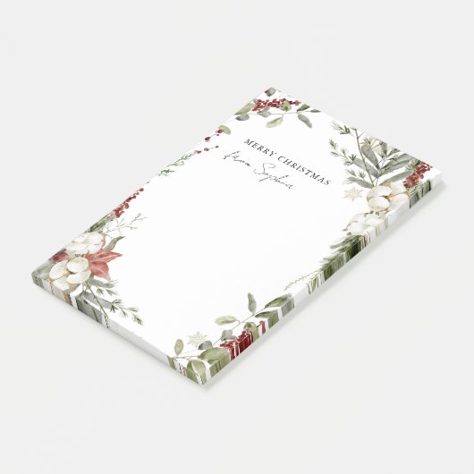 vrolijk kerstfeest | Traditionele vakantiebloemen Post-it® Notes (Schuin)