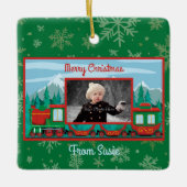 Vrolijk Kerstfeest Trein Foto Keramisch Ornament (Voorkant)