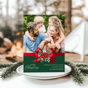 Vrolijk Kerstfeest Trendy Een-foto vakantiekaart Feestdagenkaart