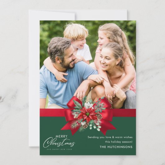 Vrolijk Kerstfeest Trendy Een-foto vakantiekaart Feestdagenkaart (Voorkant)