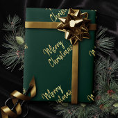 vrolijk kerstfeest | Trendy Groen en Goud Modern Cadeaupapier