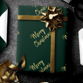 vrolijk kerstfeest | Trendy Groen en Goud Modern Cadeaupapier