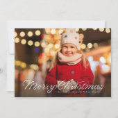 Vrolijk kerstfeest trendy lint script één foto feestdagenkaart (Voorkant)