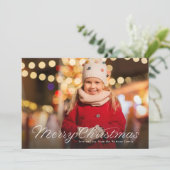 Vrolijk kerstfeest trendy lint script één foto feestdagenkaart (Staand voorkant)