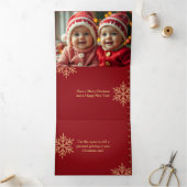 Vrolijk Kerstfeest Trifold Husky Fotokaart Drieluik Wenskaart (Binnen)