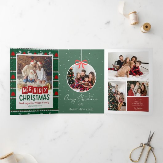 Vrolijk Kerstfeest Trifold Letter Fold Uitnodiging (Binnen)