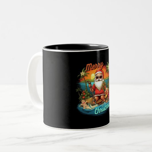 Vrolijk kerstfeest, tropisch, sinterklaas, vakanti tweekleurige koffiemok (Voorkant links)