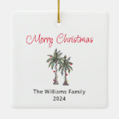 Vrolijk kerstfeest tropische palmbomen keramisch ornament (Achterkant)