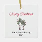 Vrolijk kerstfeest tropische palmbomen keramisch ornament (Voorkant)