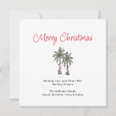 Vrolijk Kerstfeest Tropische Palmbomen Strand Feestdagenkaart (Voorkant)