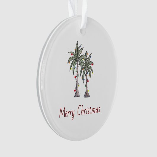 Vrolijk Kerstfeest Tropische Palmbomen Strand Ornament (voorkant)