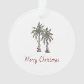 Vrolijk Kerstfeest Tropische Palmbomen Strand Ornament (voorkant)