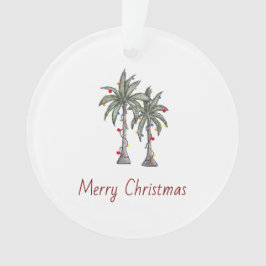 Vrolijk Kerstfeest Tropische Palmbomen Strand Ornament