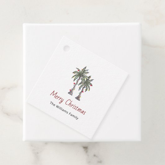 Vrolijk Kerstfeest Tropische Palmbomen Vakantie Fe Bedankjes Labels (In situ)