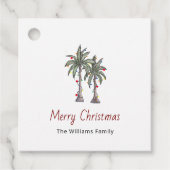 Vrolijk Kerstfeest Tropische Palmbomen Vakantie Fe Bedankjes Labels (Voorkant)
