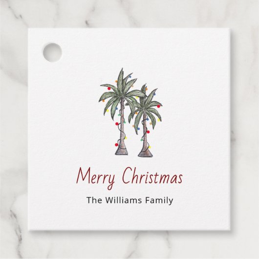 Vrolijk Kerstfeest Tropische Palmbomen Vakantie Fe Bedankjes Labels (Voorkant)