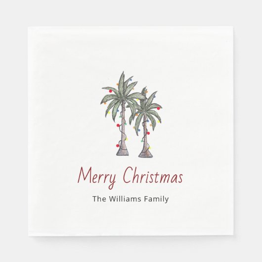 Vrolijk Kerstfeest Tropische Palmbomen Vakantie Servet (Voorkant)