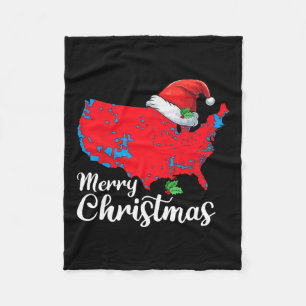 Vrolijk Kerstfeest Trump Patriottische VS Kaart 20 Fleece Deken