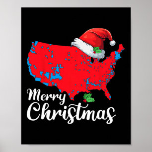 Vrolijk Kerstfeest Trump Patriottische VS Kaart 20 Poster