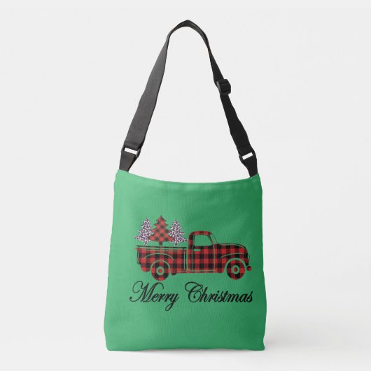 Vrolijk kerstfeest Tuck Cheetah Trees Crossbody Tas (Voorkant)