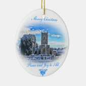 Vrolijk kerstfeest, Tulke Kerk in sneeuw Keramisch Ornament (Rechts)