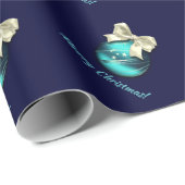 Vrolijk kerstfeest. Turquoise Bauble Custom Gift Cadeaupapier (Rol Hoek)