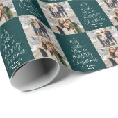 Vrolijk kerstfeest twee foto gepersonaliseerde don cadeaupapier (Rol Hoek)