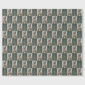 Vrolijk kerstfeest twee foto gepersonaliseerde gro cadeaupapier (Vlak)