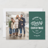 Vrolijk kerstfeest twee foto groene buitenshuis fa feestdagenkaart (Voorkant)