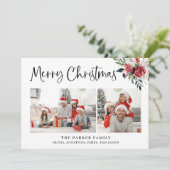 Vrolijk kerstfeest | Twee foto's en Waterverf Feestdagenkaart (Staand voorkant)
