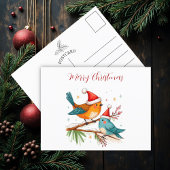 Vrolijk kerstfeest twee liefdevolle vogels briefkaart
