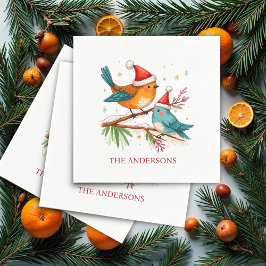 Vrolijk Kerstfeest Twee Liefdevolle Vogels Kerstfe Servet
