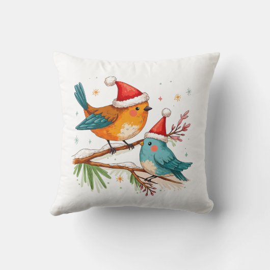 Vrolijk kerstfeest twee liefdevolle vogels kussen (Achterkant)