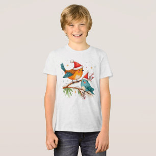 Vrolijk kerstfeest twee liefdevolle vogels Tri-Blend shirt