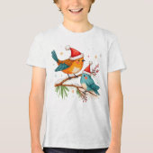 Vrolijk kerstfeest twee liefdevolle vogels Tri-Blend shirt (Voorkant)