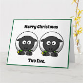 Vrolijk kerstfeest twee ooien naar u Cartoon Kaart (Gele Bloem)