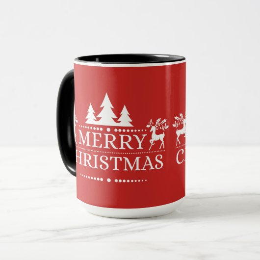 Vrolijk kerstfeest Twee-toon-Mok-rood Mok (Voorkant links)