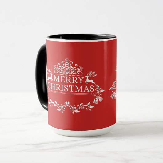 Vrolijk kerstfeest Twee-toon-Mok-rood Mok (Voorkant links)