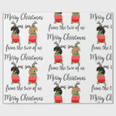 Vrolijk kerstfeest twee uitgedoste teckels cadeaupapier (Vlak)