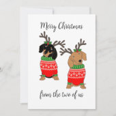 Vrolijk kerstfeest twee uitgedoste teckels feestdagenkaart (Voorkant)