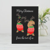 Vrolijk kerstfeest twee uitgedoste teckels feestdagenkaart (Staand voorkant)