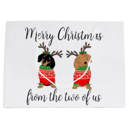 Vrolijk kerstfeest twee uitgedoste teckels groot cadeauzakje