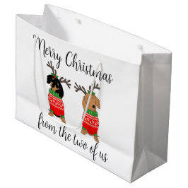 Vrolijk kerstfeest twee uitgedoste teckels groot cadeauzakje