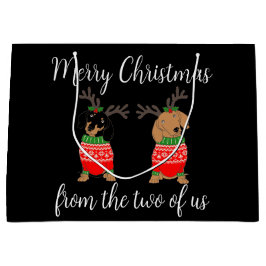 Vrolijk kerstfeest twee uitgedoste teckels groot cadeauzakje