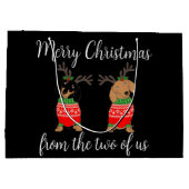 Vrolijk kerstfeest twee uitgedoste teckels groot cadeauzakje (Achterkant)
