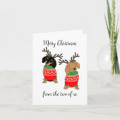 Vrolijk kerstfeest twee uitgedoste teckels kaart (Voorkant)