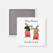 Vrolijk kerstfeest twee uitgedoste teckels magneet (Voorkant / Achterkant)